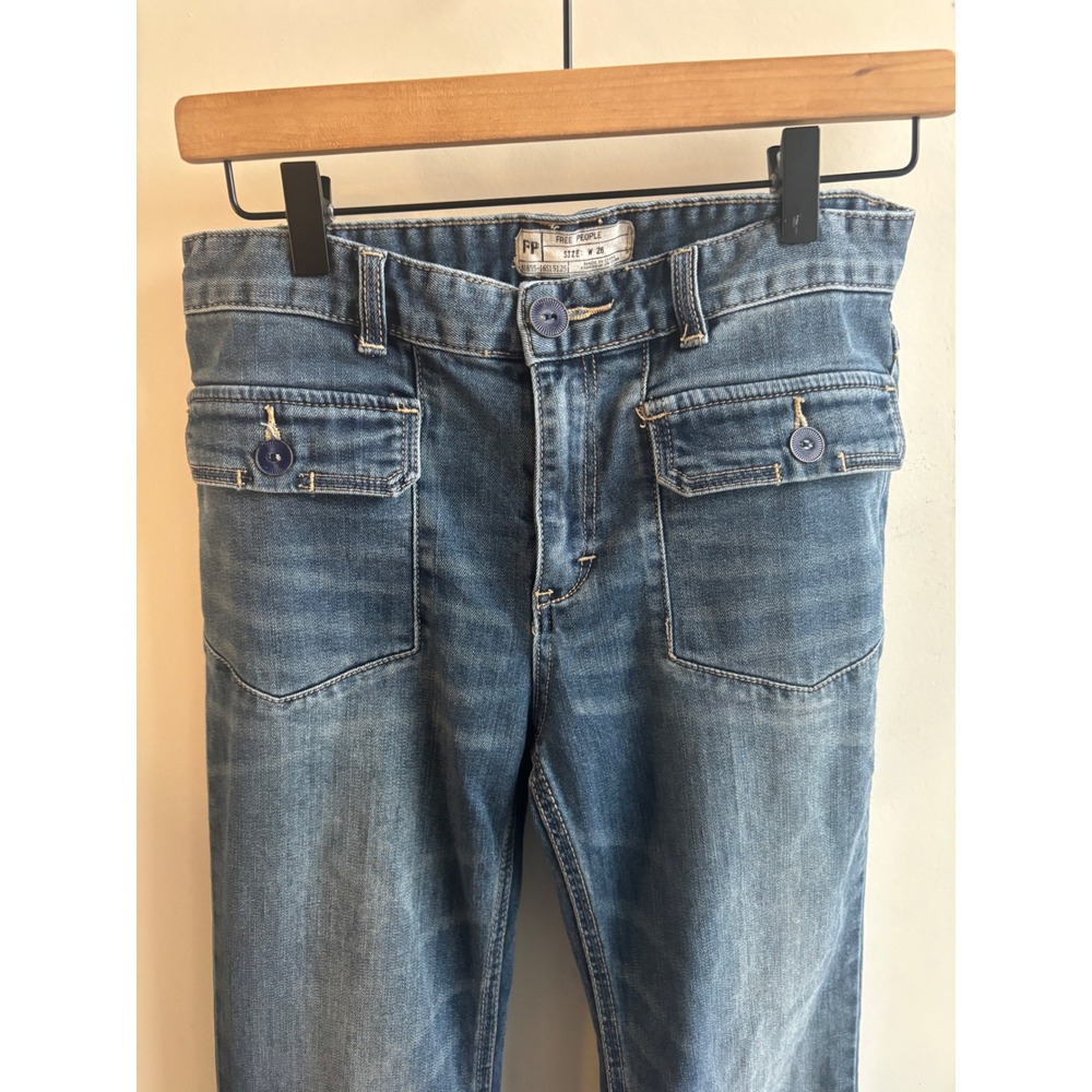 Free People Brette Cropped Wide Leg Jeans 28 boho flare leg retro flattering - Picture 3 of 8